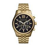 Michael Kors Lexington Chronograph Black Dial Gold Steel Strap Watch for Men - MK8286 Authentic Buy Shop Now