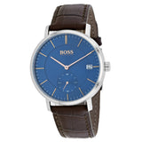 Hugo Boss Corporal Blue Dial Brown Leather Strap Watch for Men - 151363 Authentic Buy Shop Now