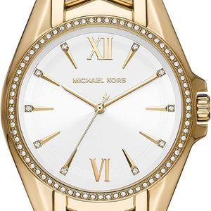 Michael Kors Whitney Three-Hand White Dial Gold Steel Strap Watch For Women - MK6693 Authentic Buy Shop Now