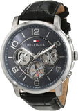 Tommy Hilfiger Keagan Quartz Grey Dial Black Leather Strap Watch for Men - 1791289 Authentic Buy Shop Now