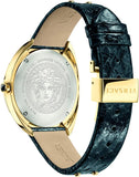 Versace Shadov Gold Dial Green Leather Strap Watch For Women - VEBM01018 Authentic Buy Shop Now