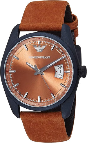 Emporio Armani Sportivo Analog Brown Dial Brown Leather Strap Watch For Men - AR6080 Authentic Buy Shop Now