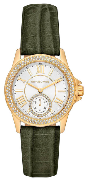 Michael Kors Mini Everest Crystals White Dial Green Leather Strap Watch for Women - MK4720 Authentic Buy Shop Now