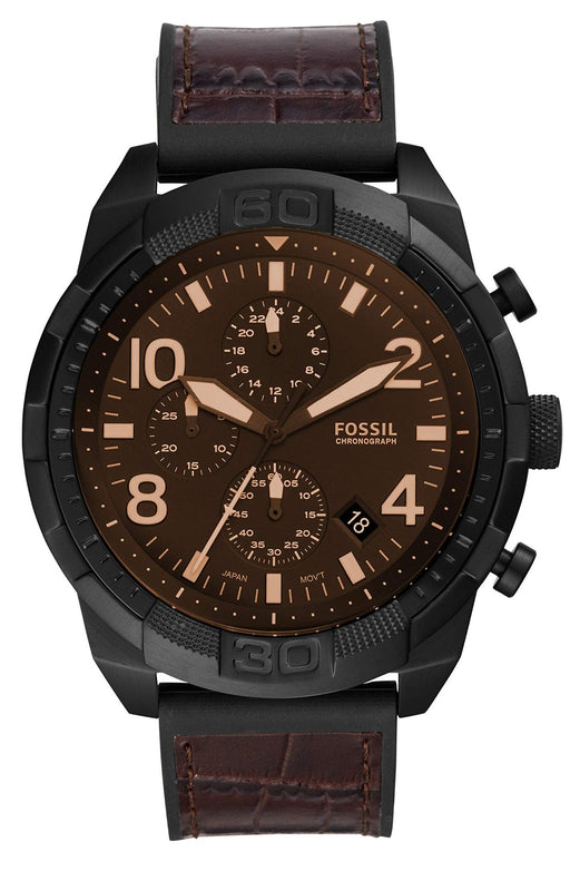 Fossil Bronson Chronograph Brown Dial Brown Leather Strap Watch for Men - FS5713 Authentic Buy Shop Now