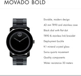 Movado Bold Black Dial Black Steel Strap Watch For Men - 3600047 Authentic Buy Shop Now