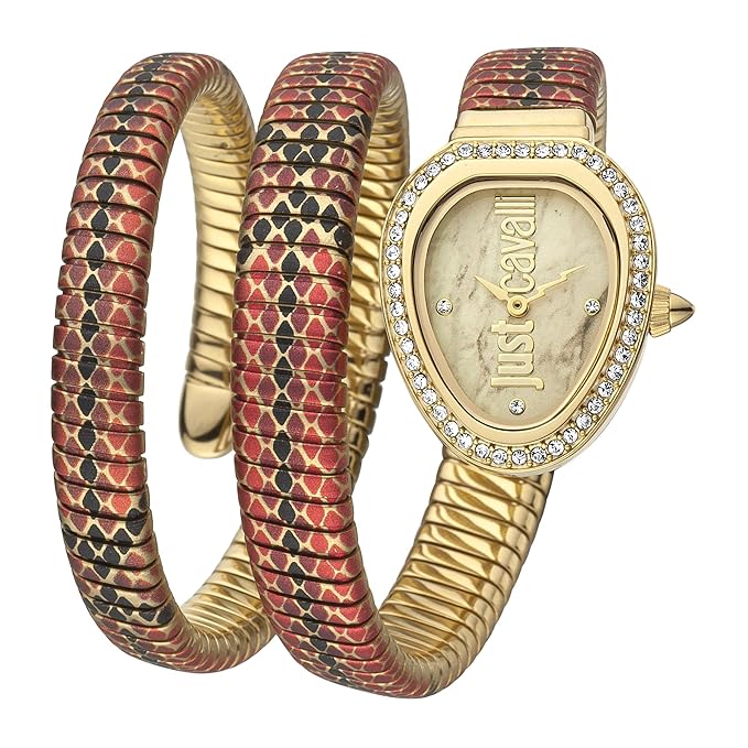 Just Cavalli Glam Snake Gold Dial Multicolor Steel Strap Watch for Women - JC1L163M0245 Authentic Buy Shop Now