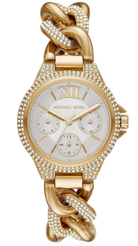 Michael Kors Camille Chronograph Silver Dial Gold Steel Strap Watch for Women - MK6842 Authentic Buy Shop Now