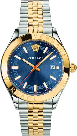 Versace Hellenyium Quartz Blue Dial Two Tone Steel Strap Watch for Men - VEVK00520 Authentic Buy Shop Now