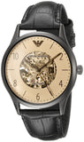 Emporio Armani Meccanico White Dial Black Leather Strap Watch For Men - AR1923 Authentic Buy Shop Now