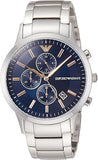 Emporio Armani Renato Chronograph Blue Dial Silver Steel Strap Watch For Men - AR11458 Authentic Buy Shop Now