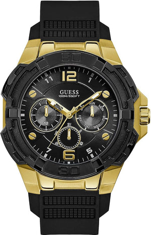 Guess Genesis Chronograph Black Dial Black Silicone Strap Watch For Men - GW0100G1 Authentic Buy Shop Now