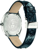 Versace Shadov Quartz Silver Dial Black Snake Leather Strap Watch for Women - VEBM00118 Authentic Buy Shop Now