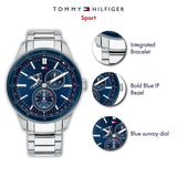 Tommy Hilfiger Austin Blue Dial Silver Steel Strap Watch for Men - 1791640 Authentic Buy Shop Now
