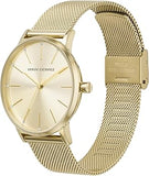 Armani Exchange Lola Analog Gold Dial Gold Mesh Strap Watch For Women - AX5536 Authentic Buy Shop Now