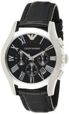Emporio Armani Valente Chronograph Black Dial Black Leather Strap Watch For Men - AR1633 Authentic Buy Shop Now