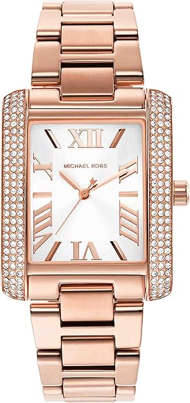 Michael Kors Emery Three-Hand Crystals Silver Dial Rose Gold Steel Strap Watch for Women - MK4644 Authentic Buy Shop Now