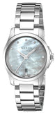 Gucci G Timeless Diamonds Mother of Pearl Dial Silver Steel Strap Watch For Women - YA126542 Authentic Buy Shop Now