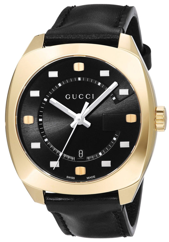Gucci GG2570 Black Dial Black Leather Strap Watch For Men - YA142310 Authentic Buy Shop Now