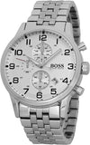 Hugo Boss Aeroliner Chronograph White Dial Silver Steel Strap Watch For Men - 1512445 Authentic Buy Shop Now