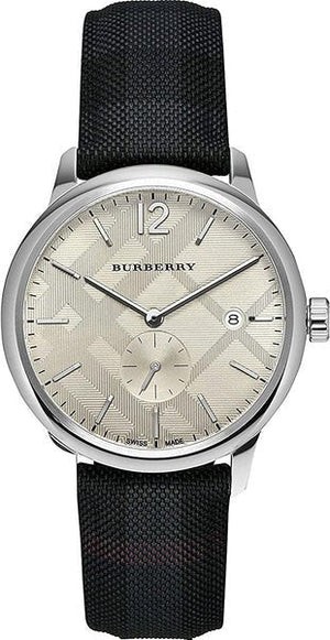 Burberry Classic Round Cream Dial Black Leather Strap Watch for Men - BU10008 Authentic Buy Shop Now