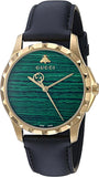 Gucci Le Marche Des Merveilles Quartz Green Dial Black Leather Strap Watch For Women - YA126463 Authentic Buy Shop Now