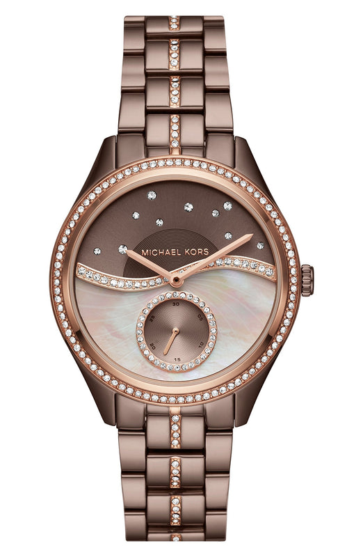 Michael Kors Lauryn Rose Gold Dial Brown Steel Strap Watch for Women - MK3757 Authentic Buy Shop Now