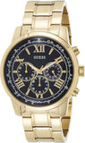 Guess Horizon Chronograph Black Dial Gold Steel Strap Watch For Men - W0379G4 Authentic Buy Shop Now