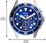 Fossil FB-03 Chronograph Blue Dial Silver Steel Strap Watch for Men - FS5724 Authentic Buy Shop Now