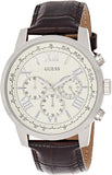 Guess Horizon Chronograph White Dial Brown Leather Strap Watch For Men - W0380G2 Authentic Buy Shop Now