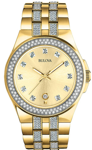 Bulova Crystal Collection Champagne Dial Two Tone Steel Strap Watch for Women - 98B174 Authentic Buy Shop Now