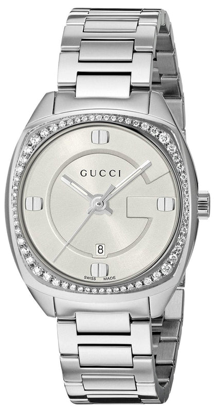 Gucci GG2570 Diamonds Silver Dial Silver Steel Strap Watch For Women - YA142505 Authentic Buy Shop Now