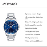 Movado Series 800 Blue Dial Silver Steel Strap Watch For Men - 2600137 Authentic Buy Shop Now
