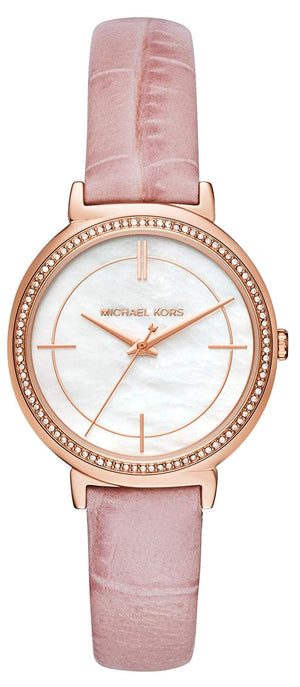Michael Kors Cinthia Mother of Pearl Dial Pink Leather Strap Watch for Women - MK2663 Authentic Buy Shop Now