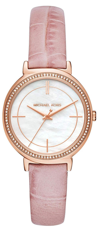 Michael Kors Cinthia Mother of Pearl Dial Pink Leather Strap Watch for Women - MK2663 Authentic Buy Shop Now