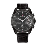 Tommy Hilfiger Baker Chronograph Black Dial Black Leather Strap Watch For Men - 1710452 Authentic Buy Shop Now