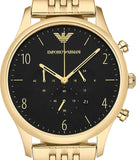 Emporio Armani Classic Chronograph Black Dial Gold Steel Strap Watch For Men - AR1893 Authentic Buy Shop Now