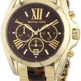 Michael Kors Bradshaw Chronograph Brown Dial Two Tone Steel Strap Watch For Women - MK5696 Authentic Buy Shop Now