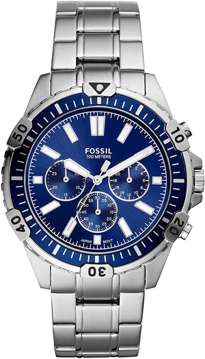 Fossil Garrett Chronograph Blue Dial Silver Steel Strap Watch for Men - FS5623 Authentic Buy Shop Now
