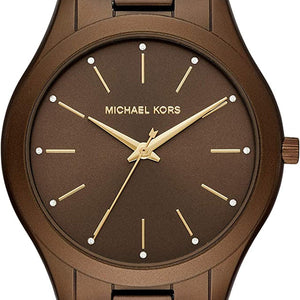 Michael Kors Slim Runway Brown Dial Brown Steel Strap Watch For Women - MK4508 Authentic Buy Shop Now