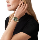 Michael Kors Bradshaw Chronograph Green Dial Gold Steel Strap Watch For Women - MK7257 Authentic Buy Shop Now