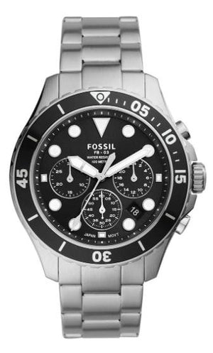 Fossil FB-03 Chronograph Black Dial Silver Steel Strap Watch for Men - FS5725 Authentic Buy Shop Now