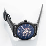 Emporio Armani Luigi Automatic Skeleton Black Dial Black Leather Strap Watch For Men - AR60012 Authentic Buy Shop Now