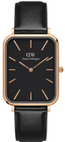 Daniel Wellington Quadro Black Dial Black Leather Strap Watch For Women - DW00100449 Authentic Buy Shop Now