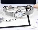 Gucci Diamantissima Diamonds Mother of Pearl Dial Silver Mesh Bracelet Watch for Women - YA141512 Authentic Buy Shop Now