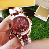 Michael Kors Bradshaw Burgundy Dial Two Tone Steel Strap Watch for Women - MK6270 Authentic Buy Shop Now