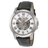 Fossil Grant Automatic Skeleton White Dial Black Leather Strap Watch for Men - ME3101 Authentic Buy Shop Now