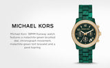 Michael Kors Runway Chronograph Green Dial Green Steel Strap Watch for Women - MK7422 Authentic Buy Shop Now