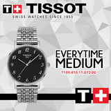 Tissot T Classic Everytime Quartz Black Dial Silver Steel Strap Watch for Men - T109.410.11.072.00 Authentic Buy Shop Now