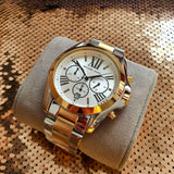 Michael Kors Bradshaw Chronograph Silver Dial Two Tone Steel Strap Watch For Women - MK5855 Authentic Buy Shop Now