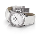 Tissot Couturier Lady Silver Dial White Leather Strap Watch For Women - T035.210.16.011.00 Authentic Buy Shop Now